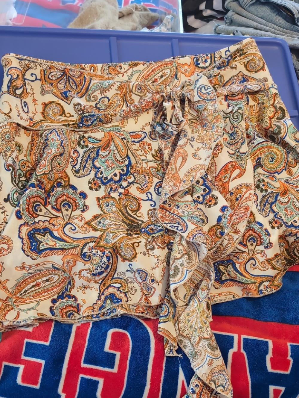Paisley Tie-Waist Women’s Skirt  Cream Multi